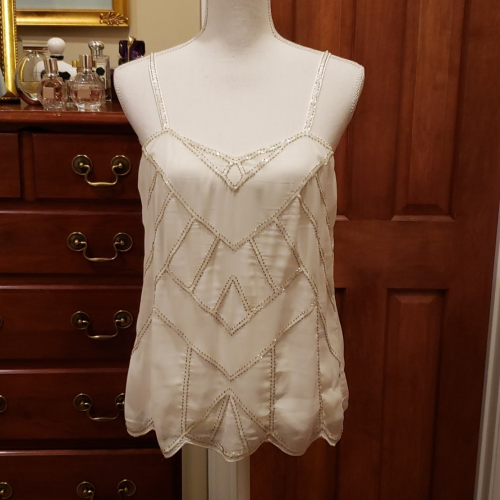 Gorgeous White Beaded Camisole